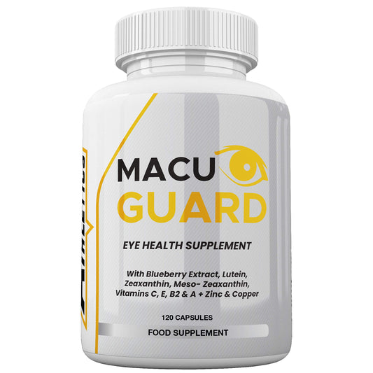 MacuGuard+ Eye Supplement - 120 Capsules - Zeaxanthin, Meso Zeaxanthin, Lutein, Blueberry Extract Plus Vitamins and Minerals - Premium UK Made