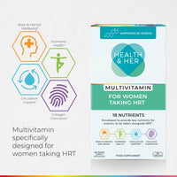Health and Her Health & Her Multivitamin for Women Taking Hormone Replacement Therapy (HRT) - Supplements for Women - Nutrition and Wellbeing Support - 3 Month Supply, 180 Tablets - Vegan & Gluten Free