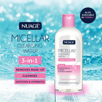NUAGÉ Nuage Micellar Cleansing Water with Aloe Vera, Vitamin E & Chamomile Flower Extract | 3-in-1 - Gently Removes Makeup, Cleanses, Soothes & Hydrates Skin | Suitable for Face, Eyes and Lips (200ml)