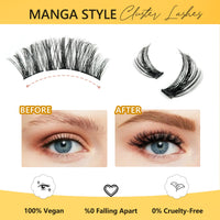LANKIZ Manga Lashes Natural Look Lash Clusters Anime Lashes False Eyelashes Individual Lashes Extensions Korean Makeup Asian Fake Eyelashes Mink Wispy Fluffy Cluster Lashes