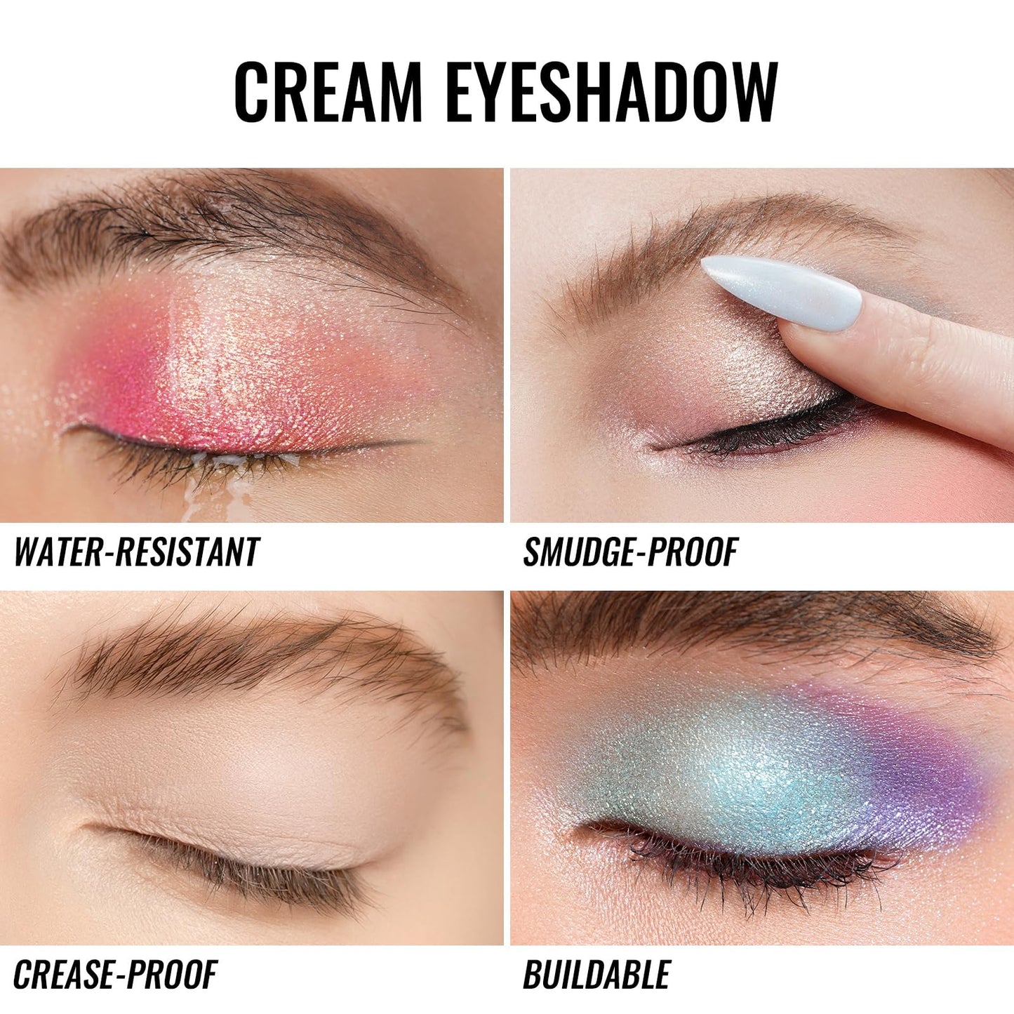 Oulac Glitter Eyeshadow for Highlighter Makeup - White Eyeshadow with Waterproof Formula | Up to 12 Hours Wear | Creates Eye-Catching Eye Make-up, Vegan, 12g, (01) Crystal Rain