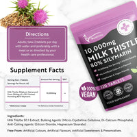 Multivita Milk Thistle Tablets 80% Silymarin High Strength 10,000mg Per Serving 2 Months Supply, 120 Vegan Tablets - Milk Thistle Capsules Alternative - Premium Supplement Made in UK