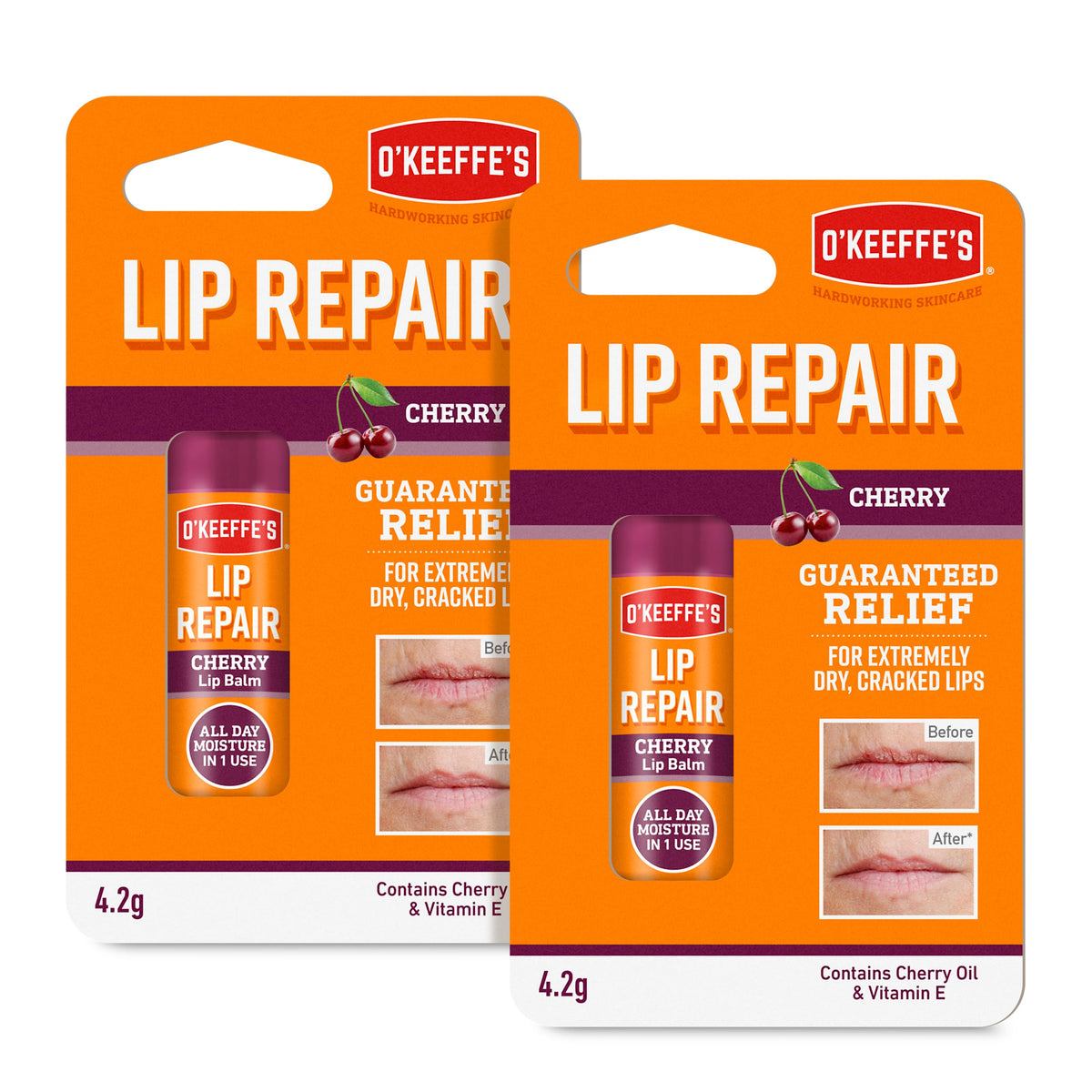 O'Keeffe's Lip Repair Cherry Lip Balm 4.2g (2 Pack)