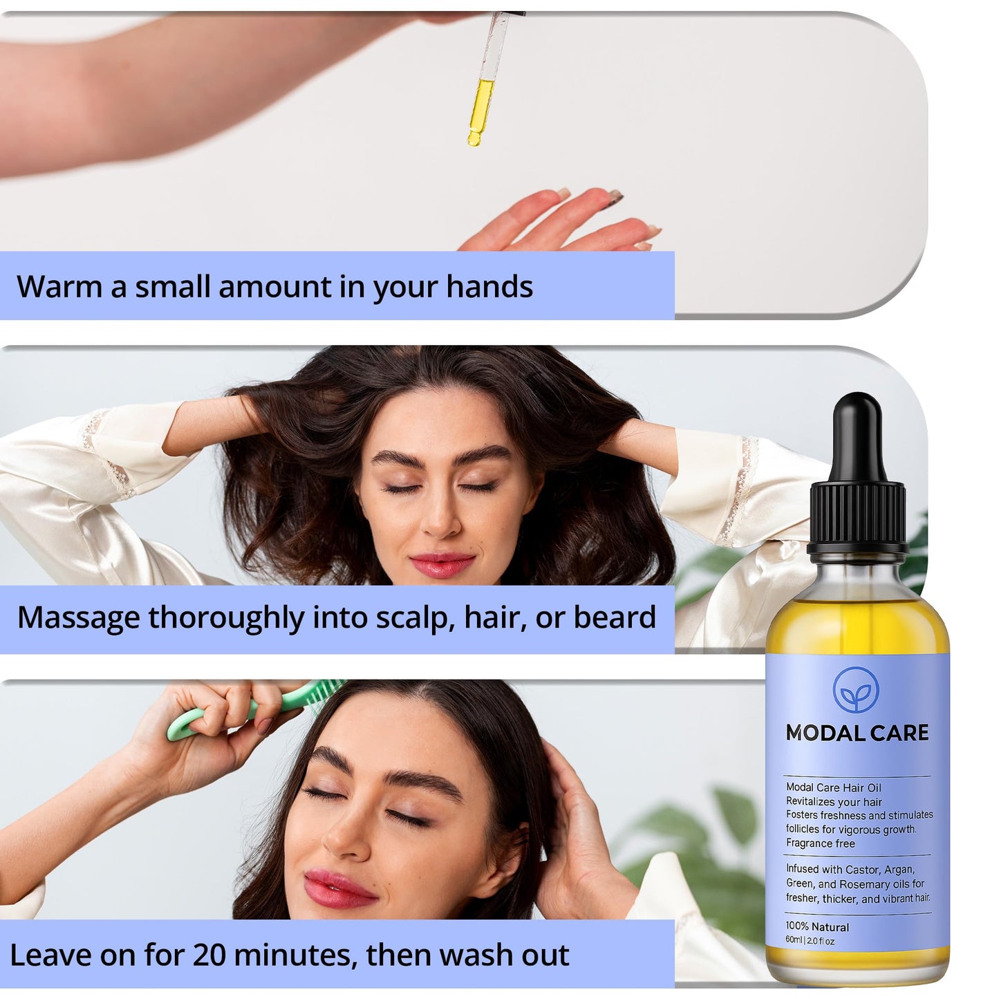 Modal Care Caffeine Hair Growth Oil for Afro & 4C Hair | Natural Follicle Stimulant with Rosemary & Green Coffee | Vegan High-Density Restoration for Thinning Hair & Receding Hairline (60ml)
