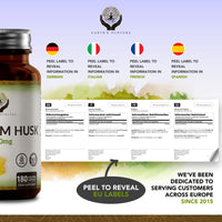 Earth's Nurture EN Psyllium Husk | 180 Fibre Supplement Psyllium Husks Capsules - 1000mg per Serving | High Strength Fiber Supplement with Psylium Husk Powder | Non-GMO & Allergen Free | Made in UK