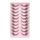 KANGSIT Eyelashes Faux Mink Fox Eye Natural Looking Russian Lashes Strip D Curly Fluffy Multi-layers Eyelash Wispy Cat Eye Lash Pack 10 Pairs (3DMAO-3)