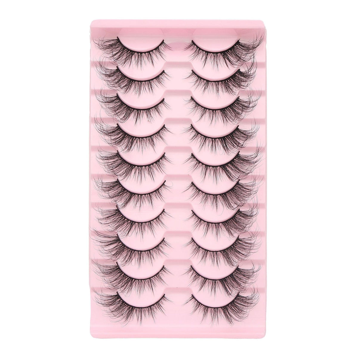 KANGSIT Eyelashes Faux Mink Fox Eye Natural Looking Russian Lashes Strip D Curly Fluffy Multi-layers Eyelash Wispy Cat Eye Lash Pack 10 Pairs (3DMAO-3)