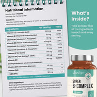 Vitamin B Complex Supplement - 11 B Vitamins (B1, B2, B3, B4, B5, B6, B7, B8, B9, B10, B12) - Plus VIT C - 120 Tablets - High Strength Advanced Formula for Easy Absorption - Made in UK by VitaBright