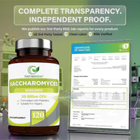 Natures Zest Saccharomyces Boulardii 20 Billion CFU - 120 Capsules | High Strength Prebiotics and Probiotics for Women & Men | Digestion Supplement with Natural Postbiotic Benefits | Vegan | 4 Months Supply