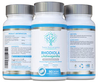 Rhodiola & Ashwagandha with L-Theanine - Award Winning Ashwagandha KSM-66 600mg & 1500mg Rhodiola (3% Rosavins - 1% Salidrosides) whole root equivalent- adaptogen combo- No artificial fillers- UK Made