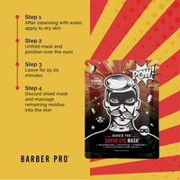 BARBER PRO SUPER EYE MASK Mens Face Mask Detox Hydrate Moisturising Bamboo Sheet Natural Skincare For Puffy Eyes & Dark Circles Vegan Multi Award Winning Brand