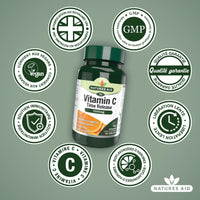 natures aid Natures Aid Vitamin C, Time Release 30 Tablets, 1000 mg (with Citrus Bioflavonoids, Slow Release, for the Normal Function of the Immune System, Vegan Society Approved, Made in the UK)