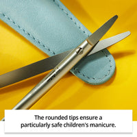 Rubis Kid Nail Scissors with Case Elefantina - High-Quality Baby Nail Scissors Rounded with Leather Case - Children's Nail Scissors - Round Tip