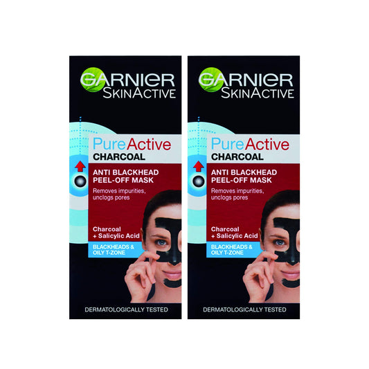 Garnier Pure Active Anti Blackhead Charcoal Mask Peel Off, 2 x 50ml