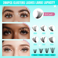 AMZGIRL LASH Lash Clusters Wispy 280PCS Eyelash Extension 50D Cluster Lashes Individual Lashes DIY Lash Extension Natural Look Cluster Eyelash Extensions Soft False Eyelashes at Home for Beginners(12mm)