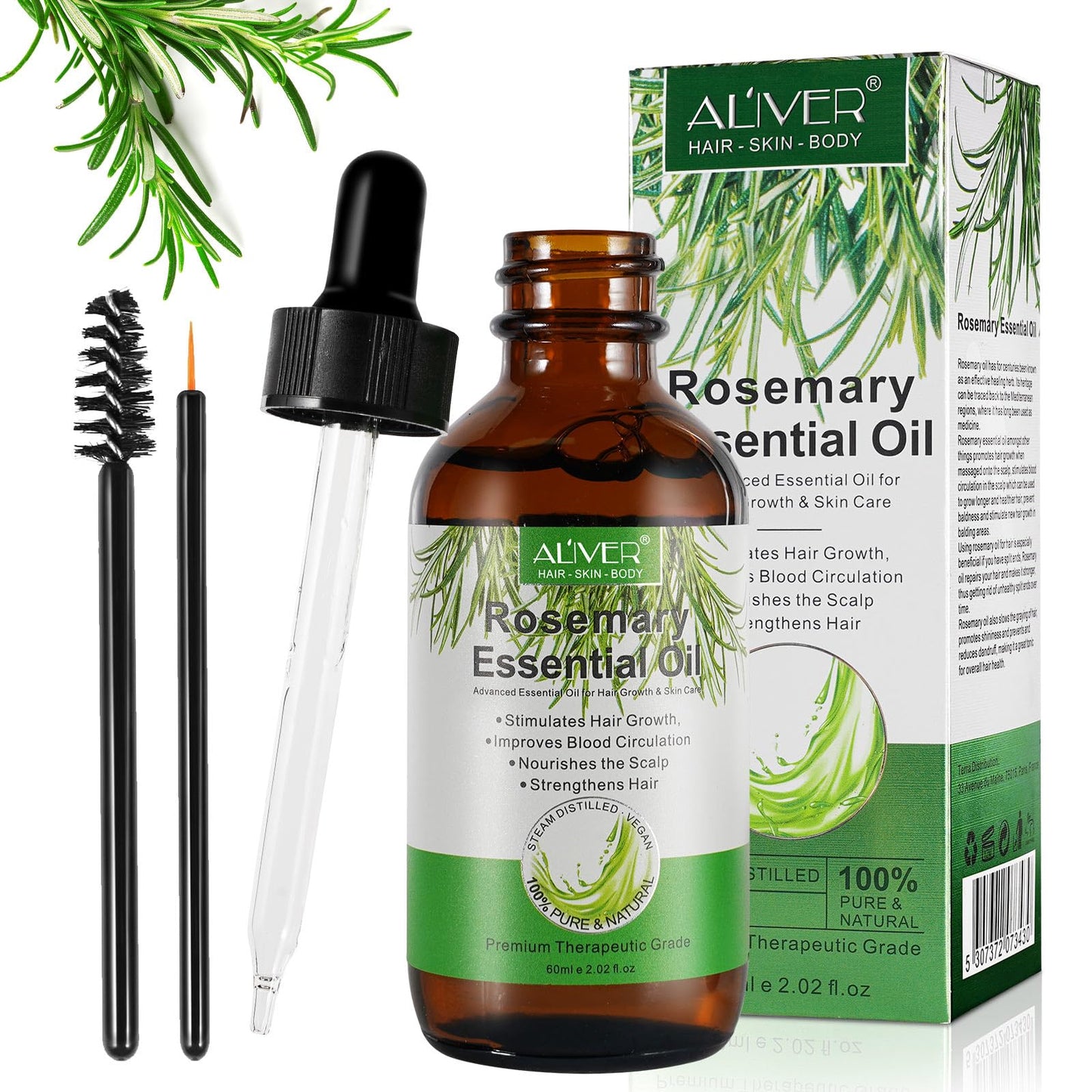 OBNOSWLPJMN 60ml Rosemary Oil For Hair Growth Natural Organic Rosemary Oil For Hair Hair Loss Treatment, Nourishes The Scalp Eyelashs, Eyebrows, Face, Body Massage