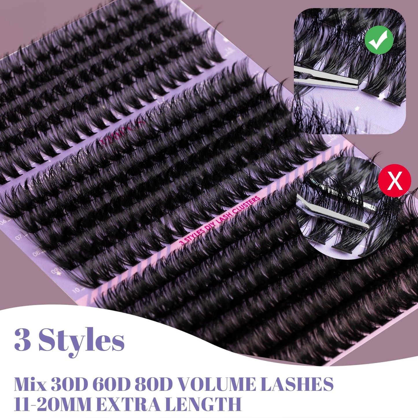 ocean pearl Ocean Pearl Cluster Lashes Kit 320PCS Individual Eyelashes 40D+50D+100D Eyelash Extension Kit 11-20mm False Eyelashes DIY Lash Extension Natural Lash Clusters with Super Bond&Seal&Remover&Tweezer-100D
