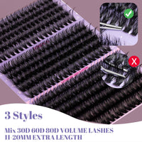 ocean pearl Ocean Pearl Cluster Lashes Kit 320PCS Individual Eyelashes 40D+50D+100D Eyelash Extension Kit 11-20mm False Eyelashes DIY Lash Extension Natural Lash Clusters with Super Bond&Seal&Remover&Tweezer-100D