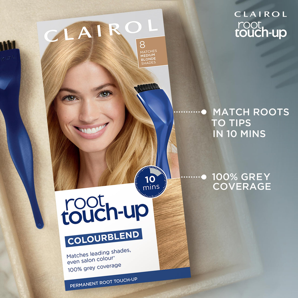 Clairol Root Touch-Up Permanent Hair Dye, 8.5A Medium Champagne Blonde