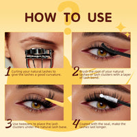 QUEWEL Cluster-Lashes Kit, Individual-Eyelashes Kit 10-16mm Cat Eye Lash Clusters 84Pcs Bond and Seal Lash Kit, DIY Lash Extensions at Home(Kitten Kit)