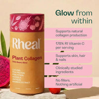 Rheal Plant Collagen 150 g – Organic Plant‑Based Collagen Support Powder with Astrion®, Acerola & Bamboo Silica – Supports Collagen Production, Skin Hydration & Glow – Vegan, Gluten‑Free – 30 Servings