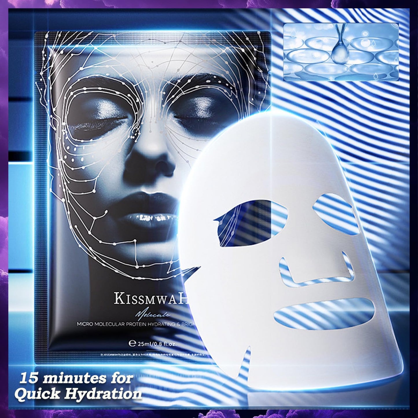 Micro Molecular Protein Hydrating Translucent Deep Moisturizing Mask, Makeup Base After Sun Repair Daily Care Mask for Moisturizing Dry Skin (5 pieces)