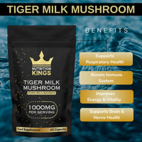 Tiger Milk Mushroom – Lung & Immune Support Supplement – Vegan Herbal Blend with Functional Mushrooms – 60 Vegan Capsules – by Nutrition Kings