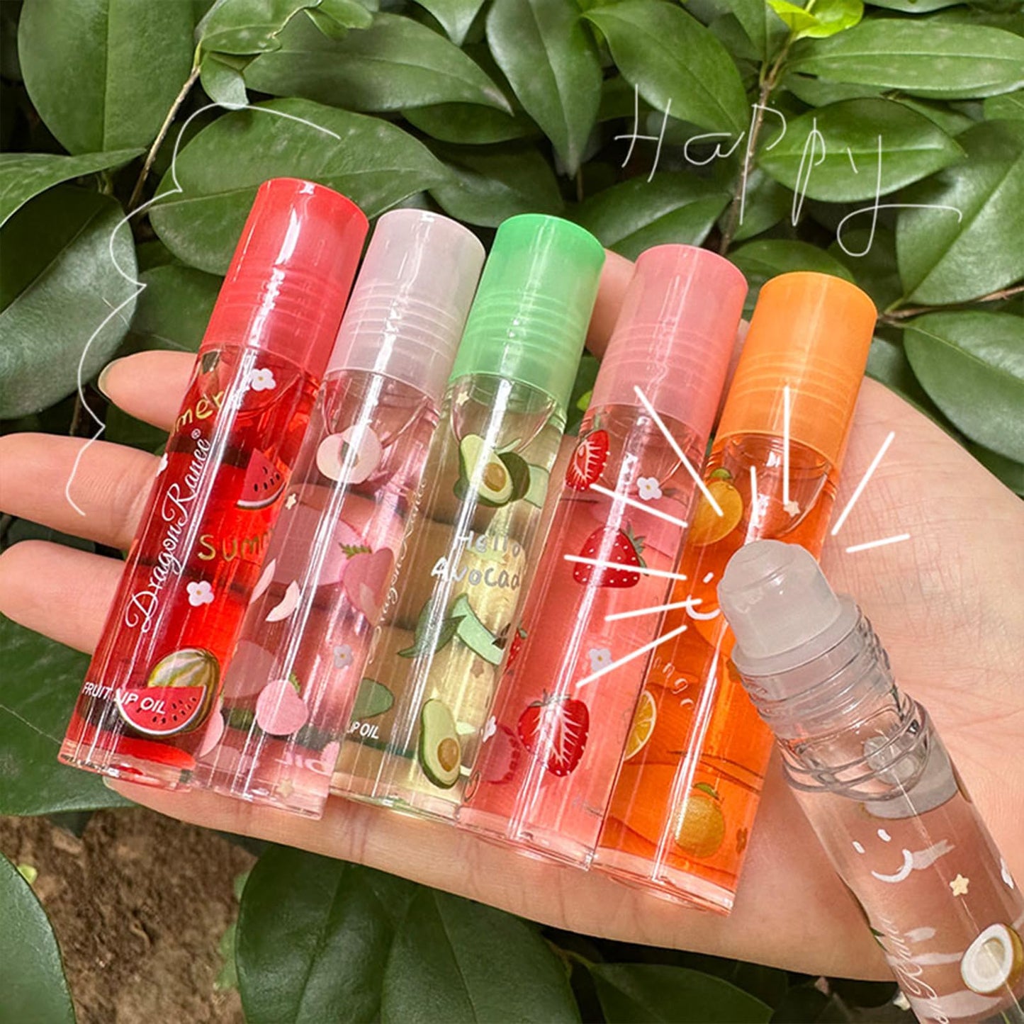Mrettick Moisturizing Lip Oil 6 Pcs Roll-on Lip Oil Set Fresh Lip Glaze Transparent Colorless Moisturizing Lip Lotion Hydrating Lip Oil Set for Lip Care（Color Box Packaging）