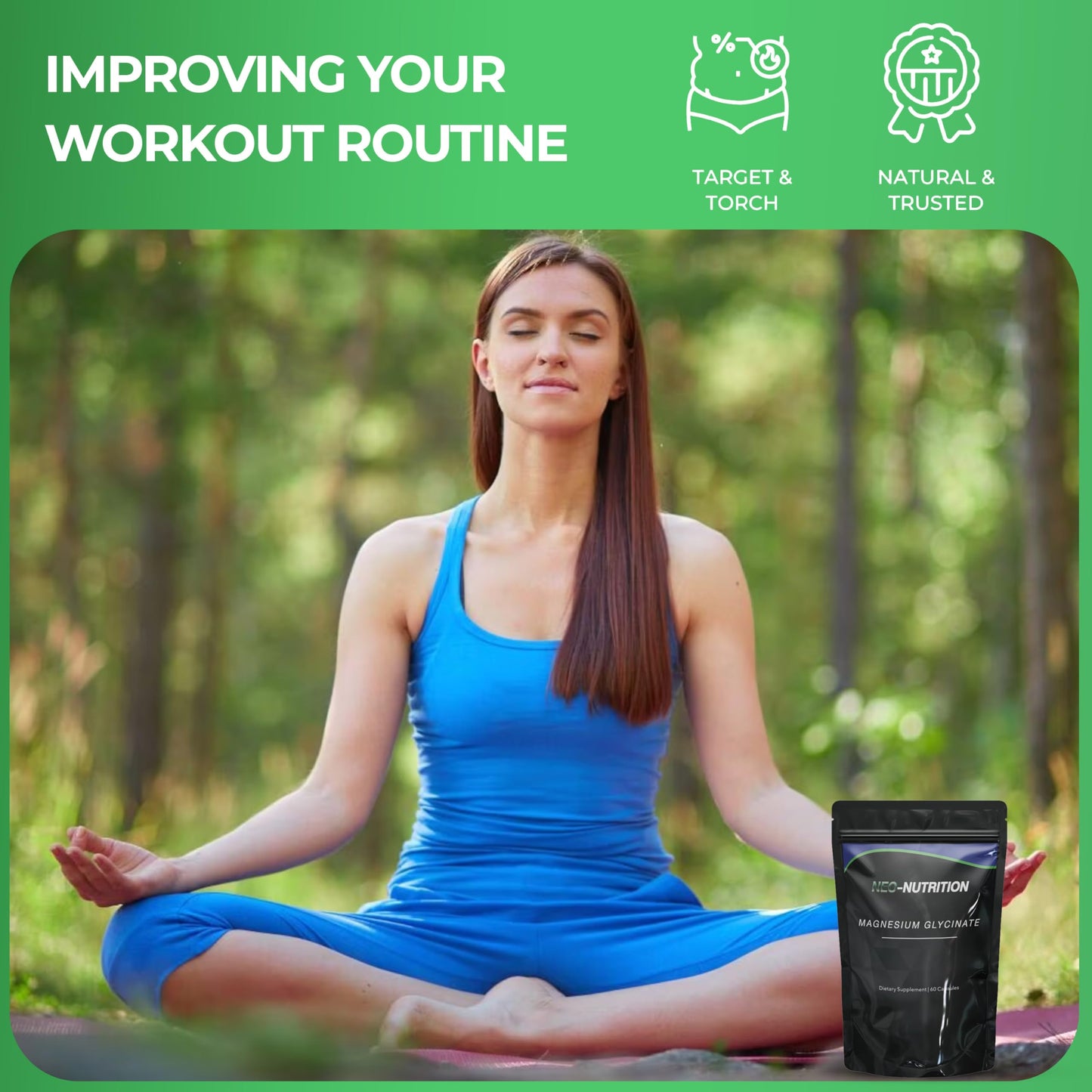 NEO-NUTRITION Magnesium Glycinate Supplement - 1000mg of Magnesium - 60 High Strength Capsules Providing 180mg Elemental Per Serving no fillers or Binders