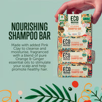 Little Soap Company Eco Warrior Deeply Nourishing Shampoo Bar | Vegan, Cruelty Free, Natural, No SLS or Parabens | Eco Friendly Cleansing | Hydrating Pink Clay, Pure Orange & Ginger Essential Oil for Healthy Hair | 100g