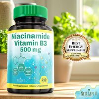Vitamin B3 500 mg 240 Capsules Niacinamide Dietary Health Food Supplement for Flush Free Skin by Next Gen U