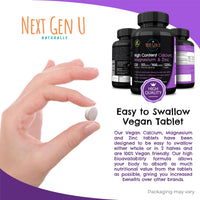 NGU Next Gen U Calcium Magnesium Zinc - Essential Mineral Supplement - 240 Vegan Caplets - for Immune Support and Bone Strength - for Adults Women and Men - by NextGenU