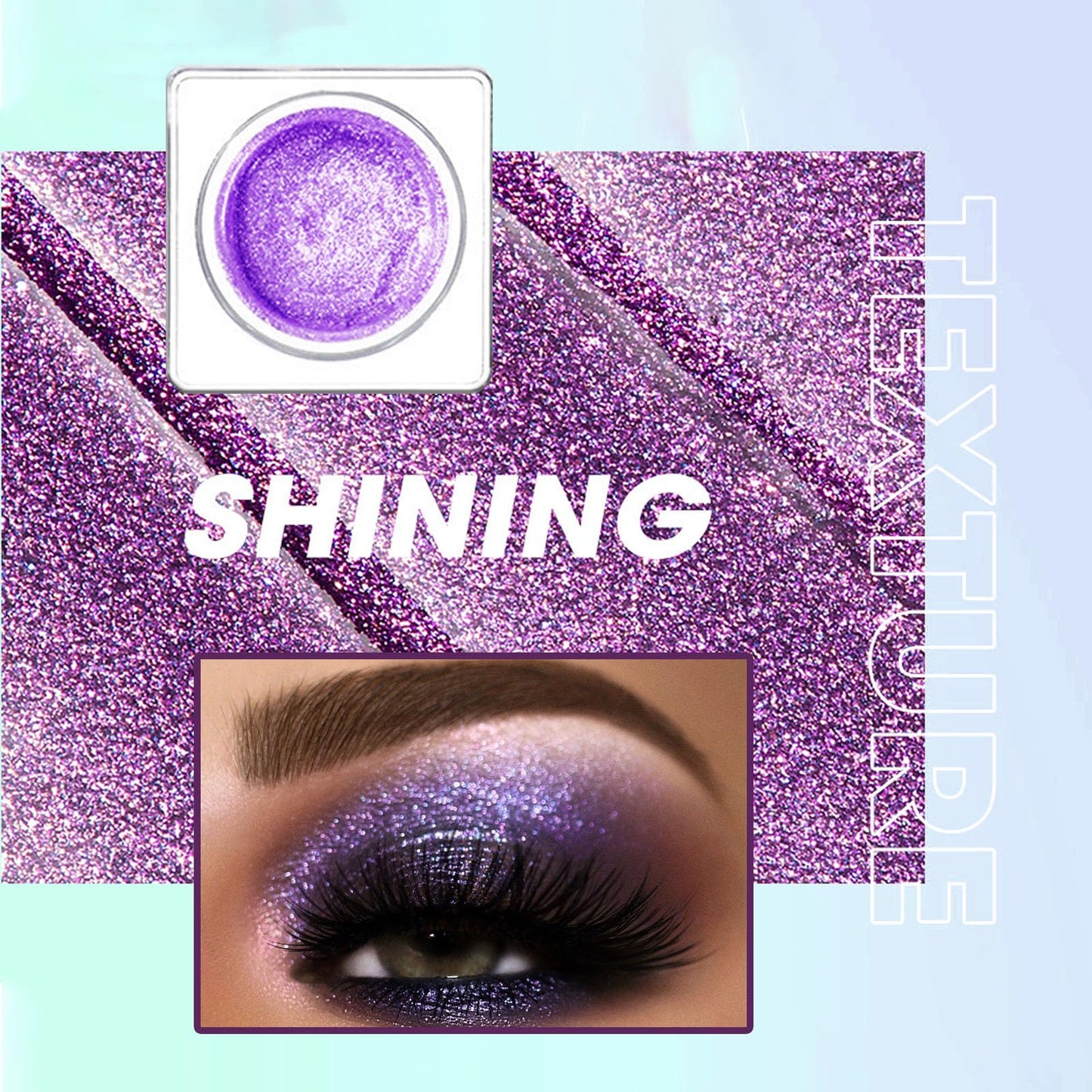 LYNTYAOU Purple Glitter Eyeshadow, Creamy Shimmer Eye Shadow, Liquid Eyeshadow for Women Makeup, Metallic Single Eyes Shadows Cream, Soft Smooth Shiny Shimmering Cool Makeup Palettes