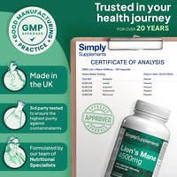 Lions Mane Capsules with Added Siberian Ginseng and Vitamin B6 | 120 Capsules | Vegetarian & Vegan Friendly