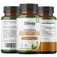 Ashwagandha 1000mg per Serving | 90 Capsules | 45 Day Supply | Vegan Capsules | Pure High Strength Ashwagandha Root Extract Supplement by Shivay Herbals