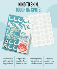 Absorbzit - The Overnight Hydrocolloid Pimple Patches, Thick & Durable Spot Patches, Vegan & Cruelty-Free Acne Treatment - 36 Nighttime Patches