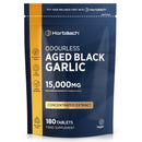 Horbäach Black Garlic Tablets 15,000mg | 180 Count | High Strength Odourless Concentrated Extract (100:1) | Aged Black Garlic Vegan Supplement | by Horbaach