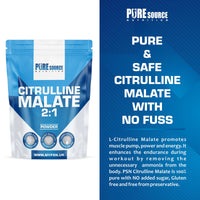 Citrulline Malate Powder 2:1 Non Stim Pre-Workout Supplement, Nitric Oxide Booster Amino Acid Powder L-Citrulline Malate Caffeine Free by Pure Source Nutrition (250g)