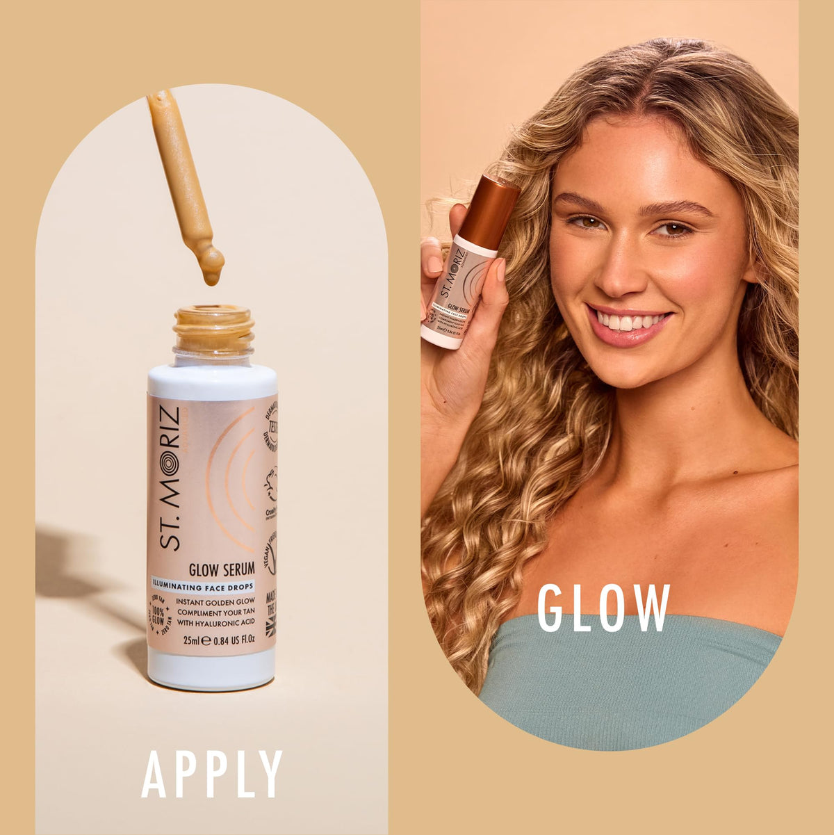 ST. MORIZ St Moriz Advanced Glow Serum Illuminating Face Drops | Illuminating Face Serum with Hyaluronic Acid | For an Instant Golden Glow & Radiant Complexion | Natural Glow Enhancer for Dewy Glass Skin | 25ml