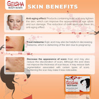 Geisha, Kojic Acid Soap - 7 oz / 200g - BIG SIZE Skin Brightening Bar, Helps to Reduce Pigmentation on: Face, Body, Hands, Knuckles, with Coconut Oil
