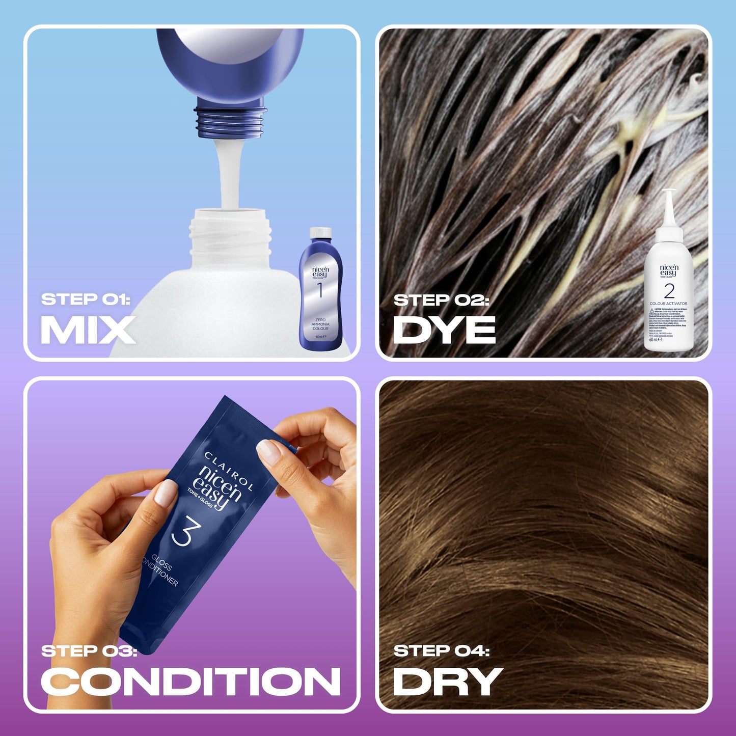 Clairol Nice'n Easy Tone+Gloss Semi Permanent Hair Dye - 611/75 Light Ash Brown