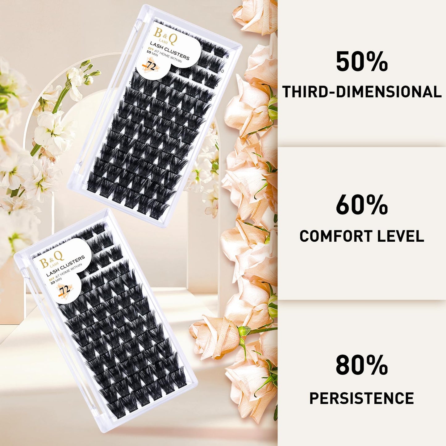 B&Qaugen Cluster Lashes B06 Mixed Tray 72 Clusters B&Q Lash Clusters C D Curl Individual Cluster Lashes Mega Volume Eyelash Clusters DIY Lash Extensions Soft Fluffy Cluster Eyelash Extensions(B06,D-8-16mix)