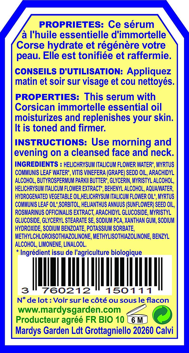 MARDYS GARDEN Immortelle Face Cream 50ml. Rejuvinating. Made from Precious Organic Flowers and Essentials Oils. Serum for Day. Hydrates & Revives