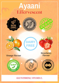 Premium Glutathione 500mg & Vitamin C 500mg Effervescent Tablets - Orange Flavour, Skin Brightening & Antioxidant Supplement, Vegan, Non-GMO - 20 Tablets by Ayaani