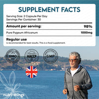 Pygeum Africanum Capsules - 60 Capsules - 5000mg 10:1 Extract - High-Strength Formula for Prostate Support and Hormonal Balance, Daily Dietary Supplement