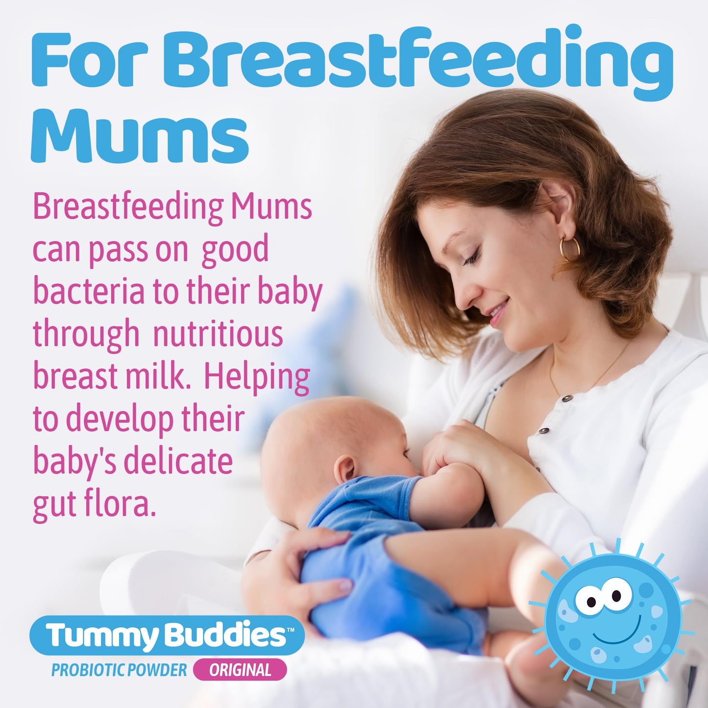 Tummy Buddies Probiotic Powder for Babies, Children and Mums - 7 Strain Pro Bio Culture Complex with Prebiotics (FOS) – Gut Friendly Bacteria for Infants and Kids 0-12 Years – 60g - 60 Days Supply