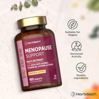 Horbäach Menopause Supplements for Women | Perimenopause & Menopause Support Complex | 180 Vegan Tablets - 6 Month Supply | with SOYA Isoflavones & Vitamin B6 | by Horbaach