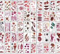 Hdwnand 50PCS Temporary Tattoo for Halloween Simulated Scar Tattoo Sticker