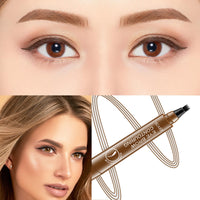 HAORQEE Eyebrow Pencil Eyebrow Pen, Tattoo Waterproof Microblading Brow Pencil Smudge-Proof Long Lasting Brow Pen with 4-Fork-Shaped Tip Natural Eye Brow Makeup for Women (Light Brown)
