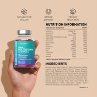 Horbäach Multivitamin Gummies for Teenagers | 60 Count | A- Z Multivitamin Complex with Vitamin A, B12, C, D, and Zinc | Berry Flavour for Teens | Vegetarian and Vegan Supplement | by Horbaach